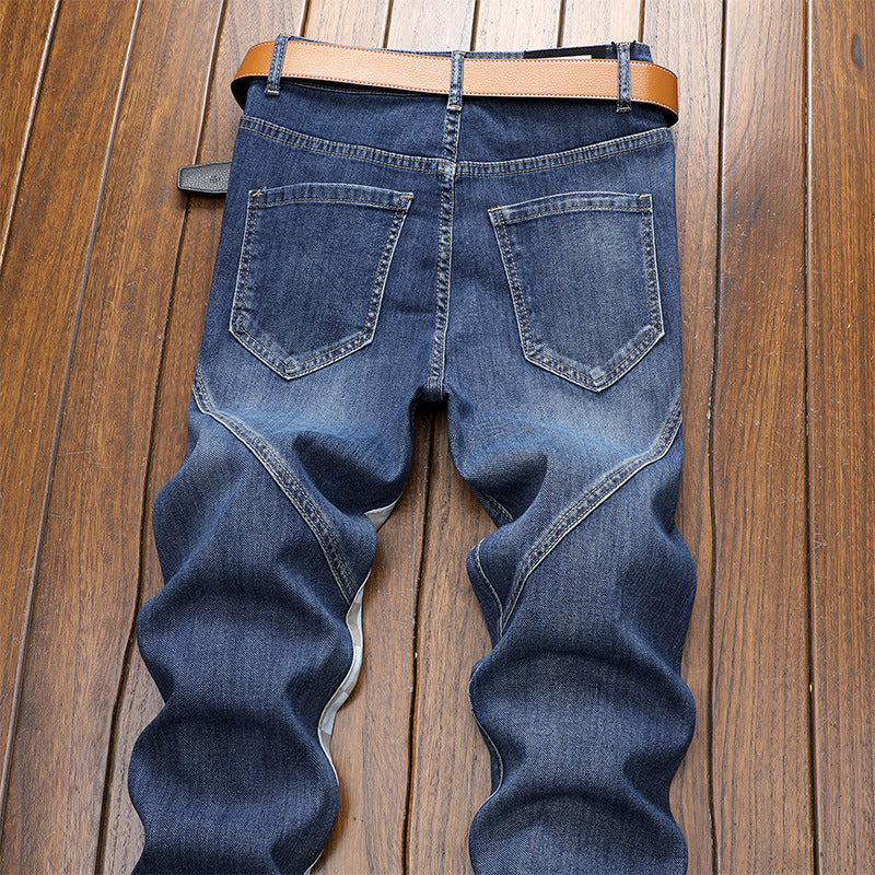 Men's Checkerboard Patched Jeans