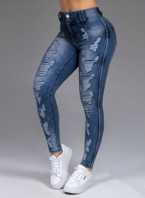 Ladies Relaxed Fit Ripped Jeans