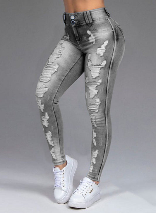 Ladies Relaxed Fit Ripped Jeans