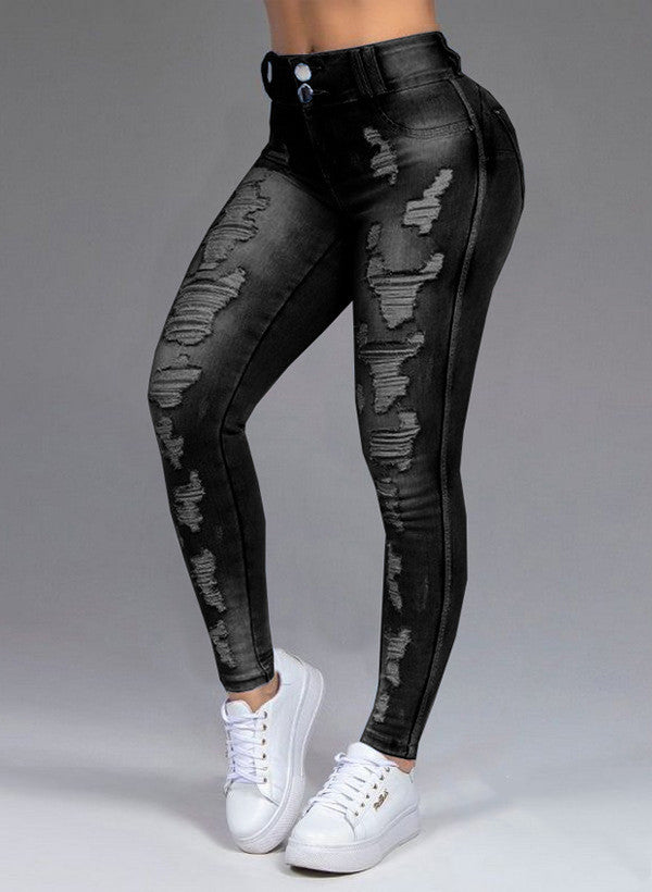 Ladies Relaxed Fit Ripped Jeans