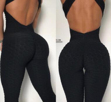 Cross Design Backless Full Yoga Bodysuit