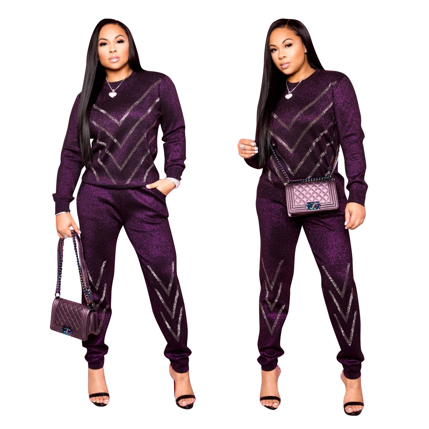 Flattering Long Sleeve Two-Piece Pants Set