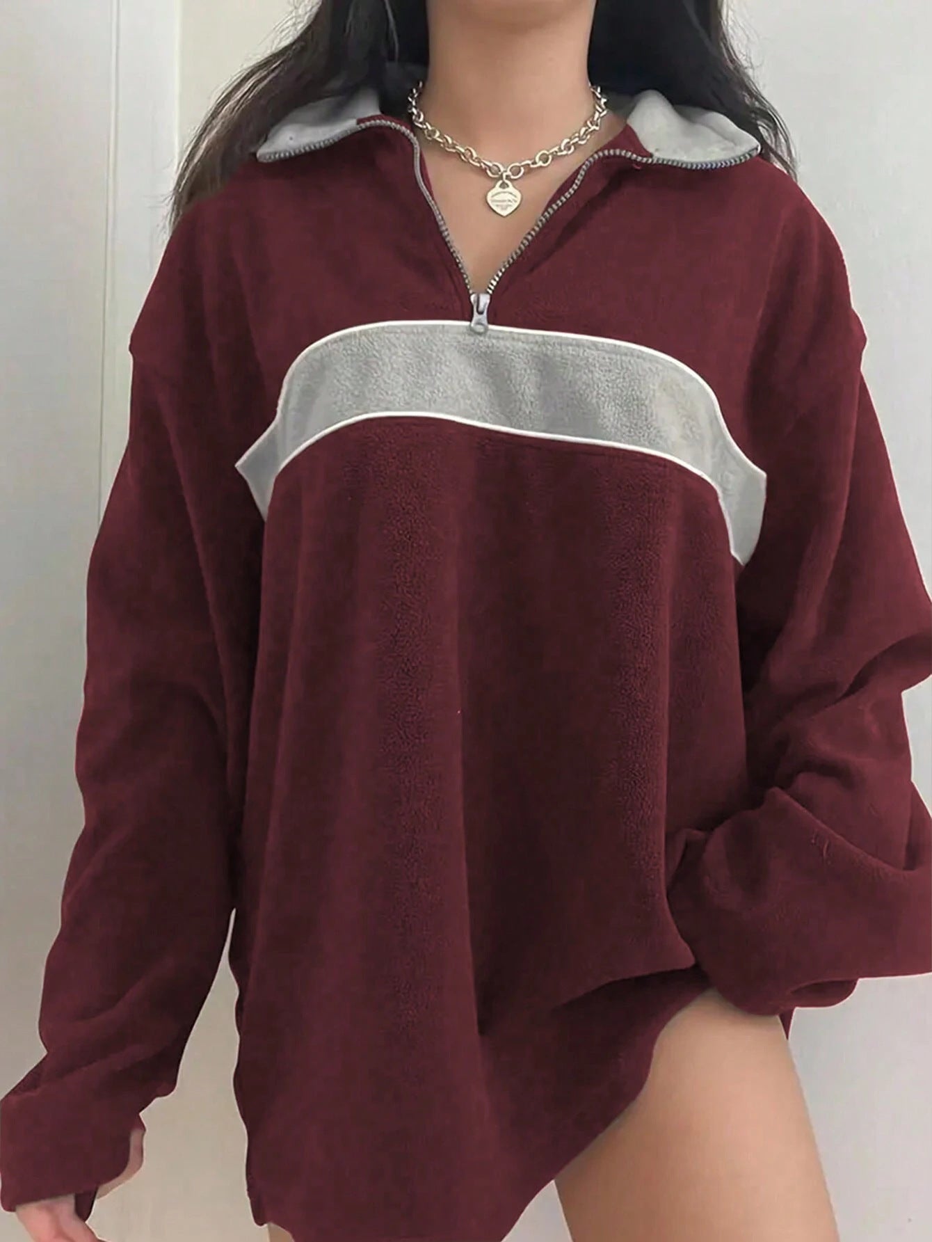 Ladies Oversize Long Sleeve Casual Pullover