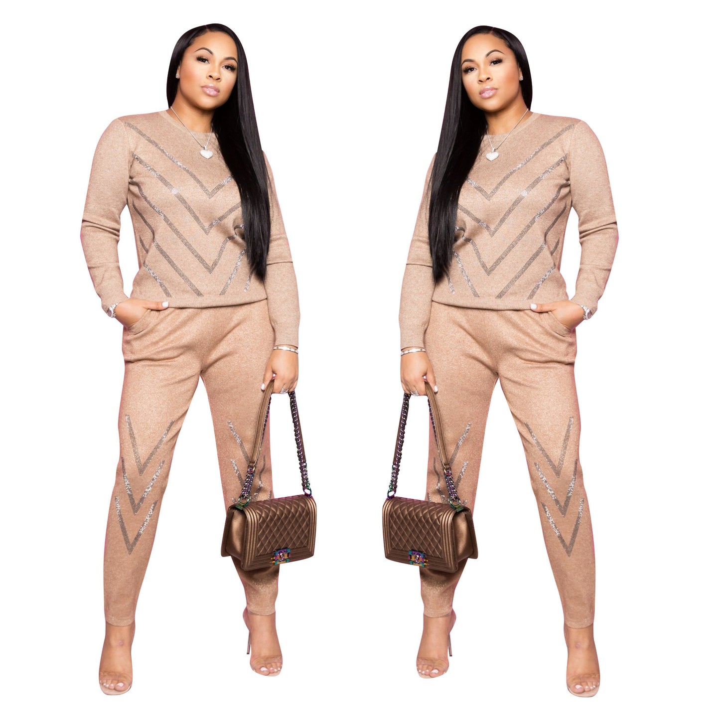 Flattering Long Sleeve Two-Piece Pants Set