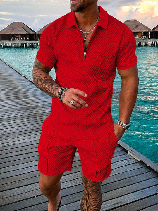 Men's Fashion 3D Printed Short Sleeve Short Set