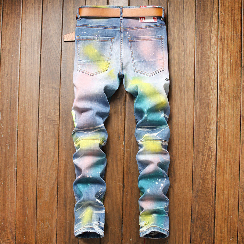 Painted Patch Blue Men's Skinny Jeans