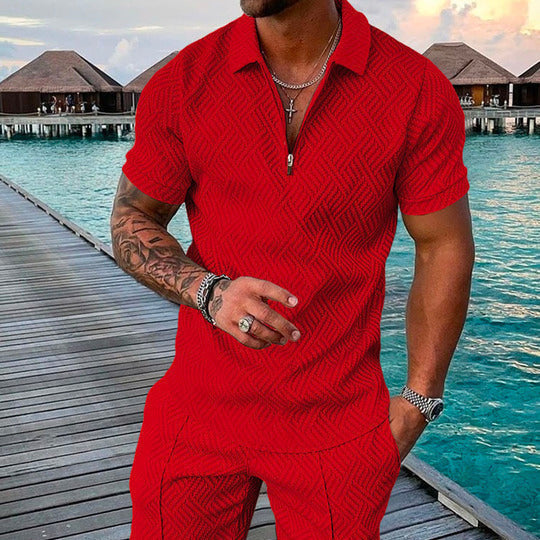 Men's Fashion 3D Printed Short Sleeve Short Set