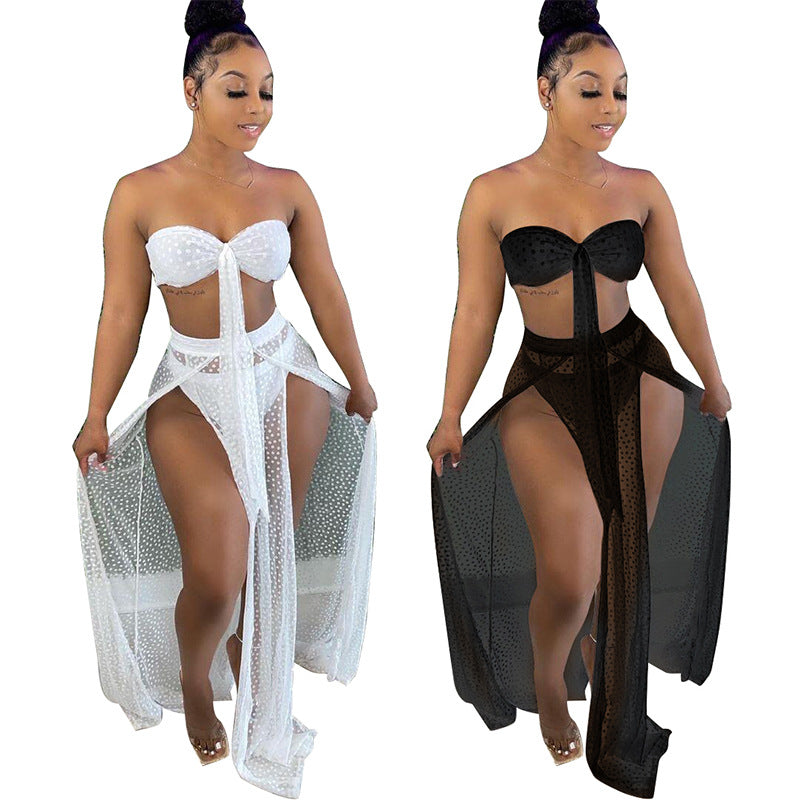 3 Piece Sexy Bikini Skirt Set