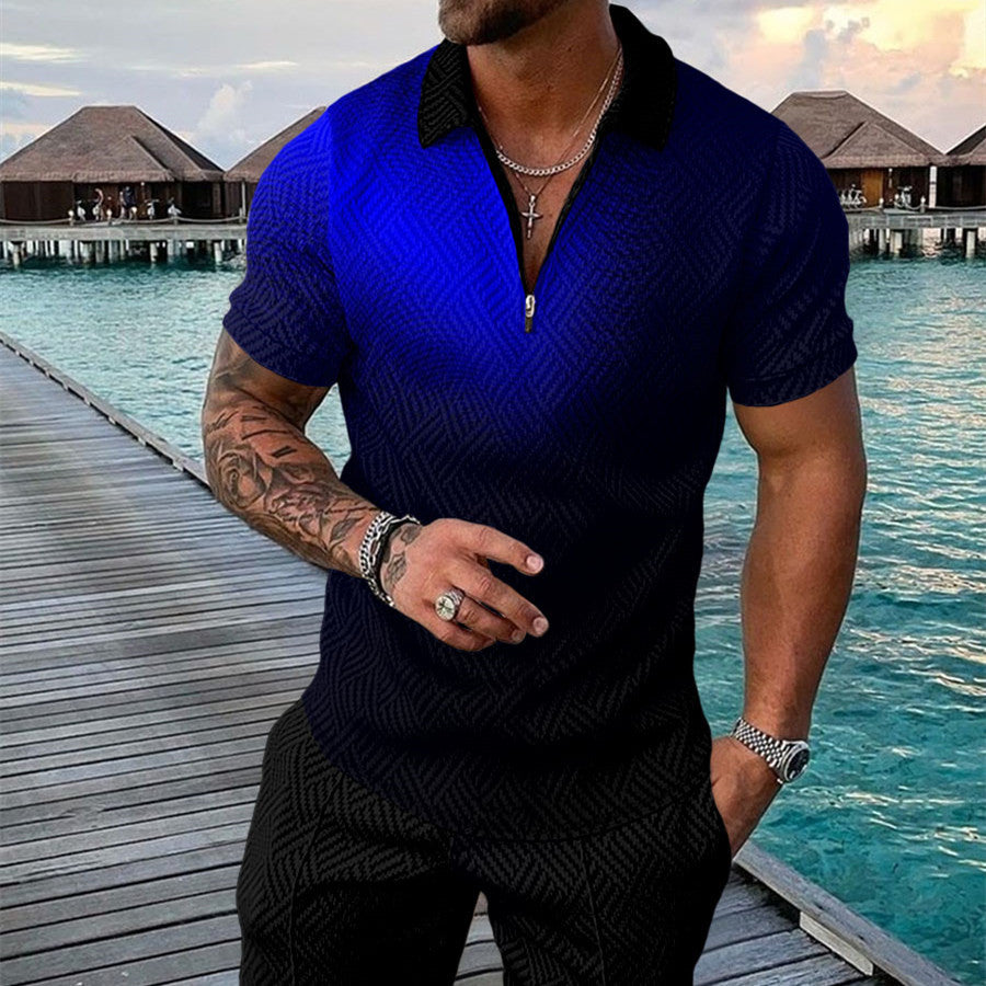 Men's Fashion 3D Print Short Sleeve Short Set