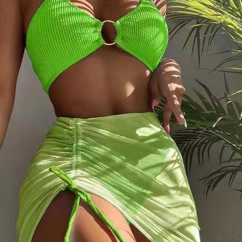 Women's Sexy Solid Color Three-piece Swimsuit