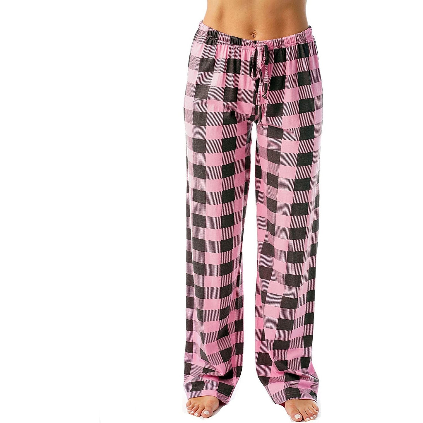 Women's Plaid Print Drawstring Loose Trousers