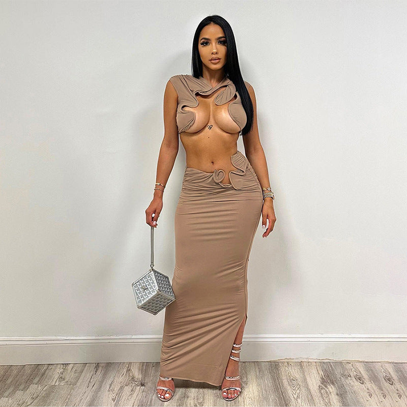 Sexy Open Top Skirt Set