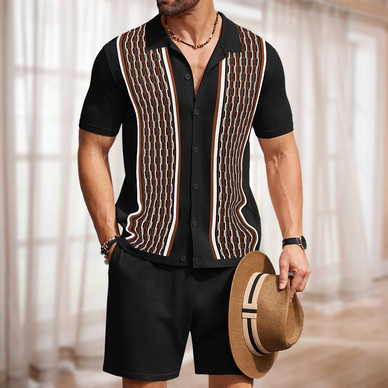 Men's Jacquard Two-piece Casual Short Set