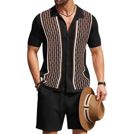 Men's Jacquard Two-piece Casual Short Set