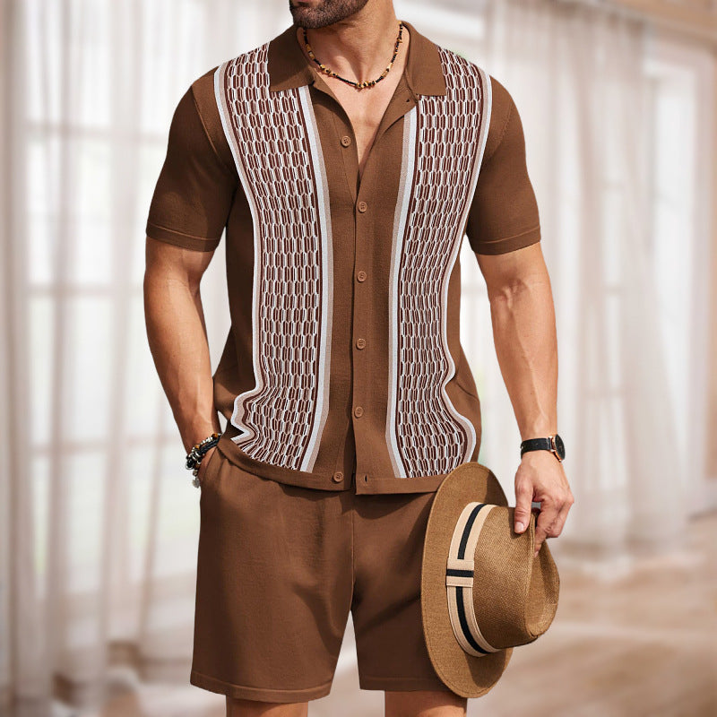 Men's Jacquard Two-piece Casual Short Set