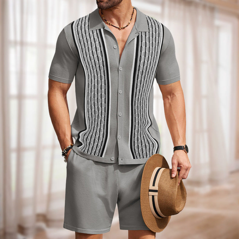 Men's Jacquard Two-piece Casual Short Set