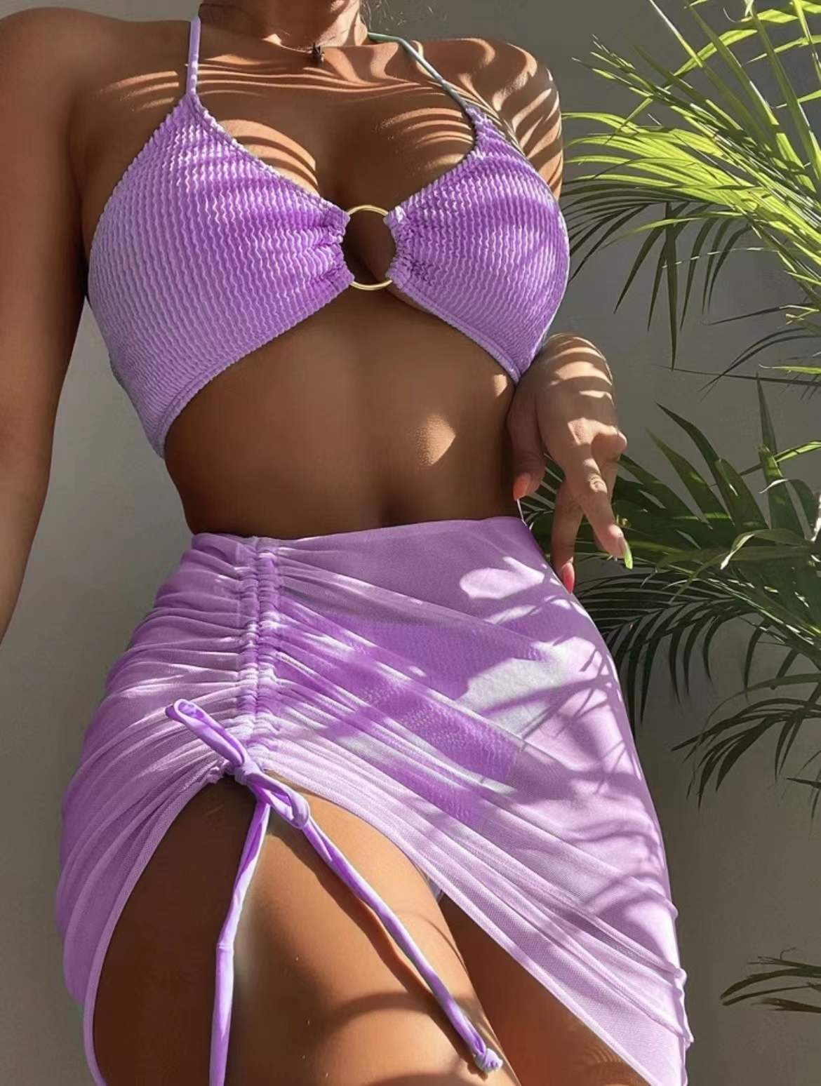 Women's Sexy Solid Color Three-piece Swimsuit