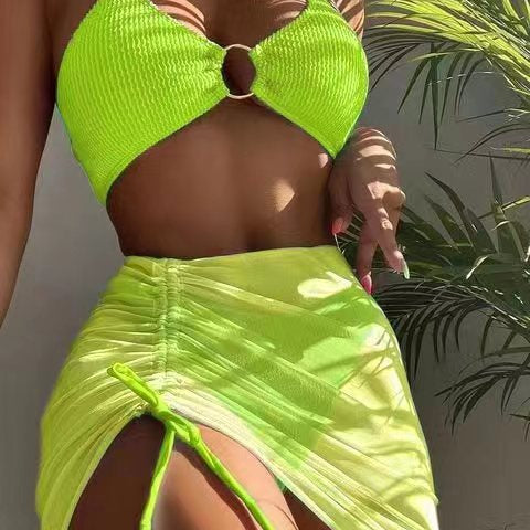 Women's Sexy Solid Color Three-piece Swimsuit