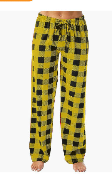 Women's Plaid Print Drawstring Loose Trousers