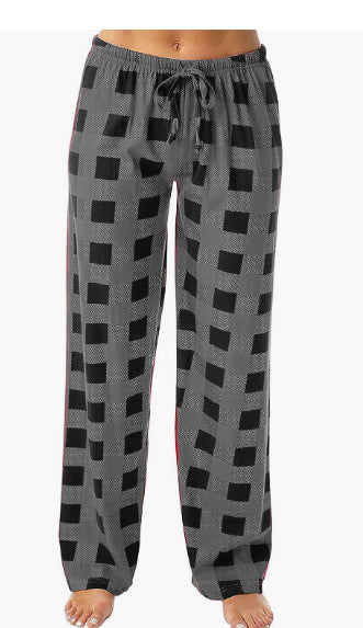 Women's Plaid Print Drawstring Loose Trousers