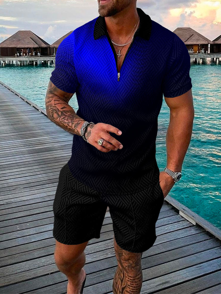 Men's Fashion 3D Print Short Sleeve Short Set