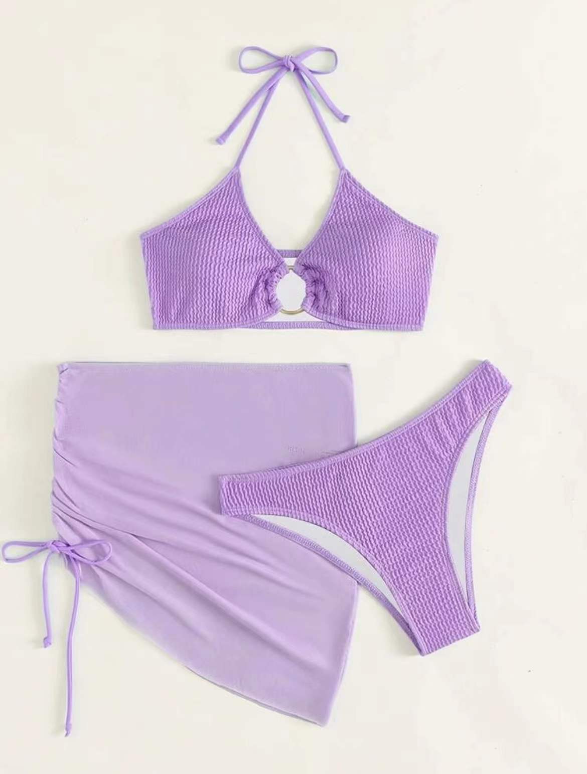 Women's Sexy Solid Color Three-piece Swimsuit